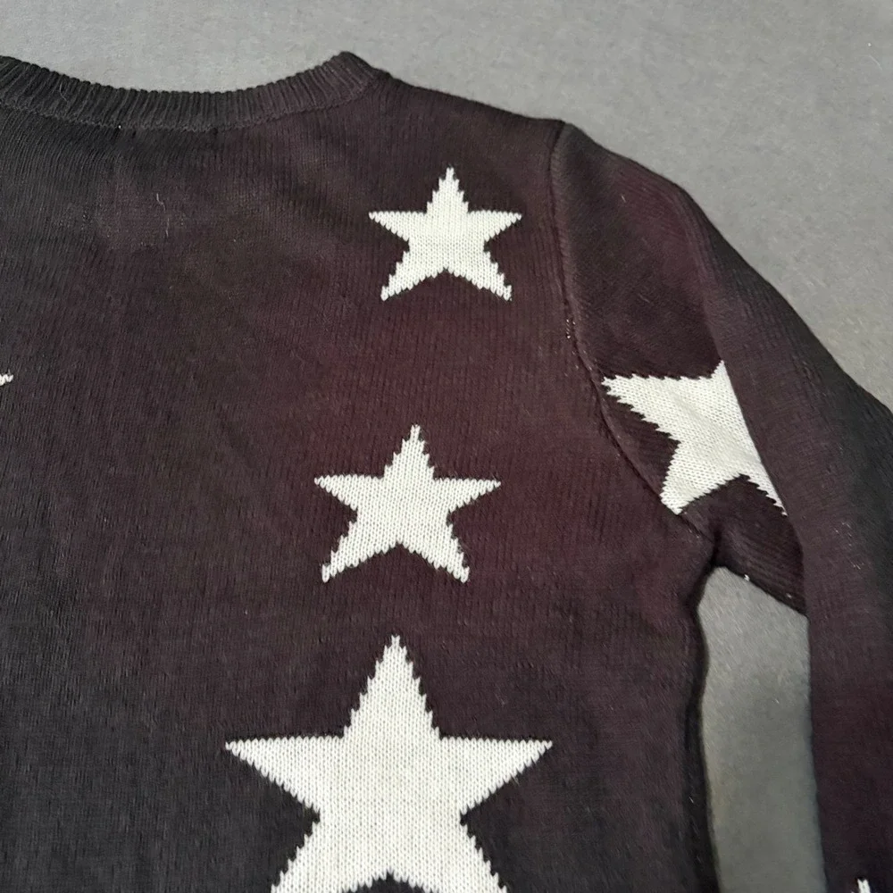 LTX Sportswear Star Knit Sweater Men XL Black Streetwear Avant Garde Tacky